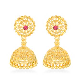 Traditional, wedding and Party wear Gold Plated alloy jhumki Earring for Women and Girls 1