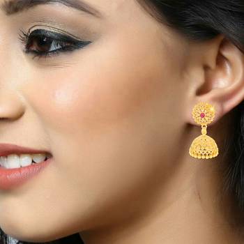 Traditional, wedding and Party wear Gold Plated alloy jhumki Earring for Women and Girls 3