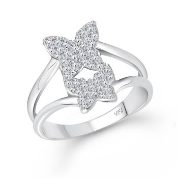 Modish Double Butterfly (CZ) Rhodium Plated  Ring 1
