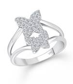 Modish Double Butterfly (CZ) Rhodium Plated  Ring