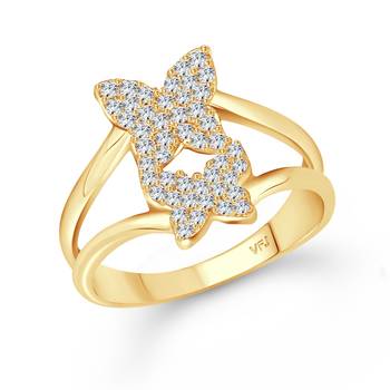 Modish Double Butterfly (CZ) Gold Plated  Ring 1
