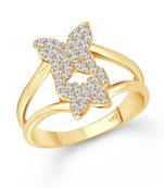 Modish Double Butterfly (CZ) Gold Plated  Ring