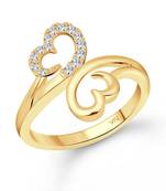 Modish Double Heart (CZ) Gold Plated  Ring