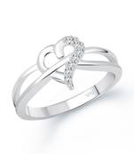 Rhodium Plated Alloy and Cubic Zirconia Dua Heart Ring for Women & Girls
