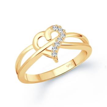 Gold Plated Alloy and Cubic Zirconia Dua Heart Ring for Women & Girls 1