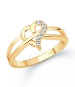 Gold Plated Alloy and Cubic Zirconia Dua Heart Ring for Women & Girls