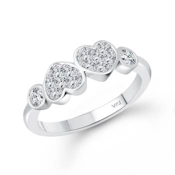 Couple Heart (CZ) Rhodium Plated  Ring 1