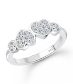 Couple Heart (CZ) Rhodium Plated  Ring