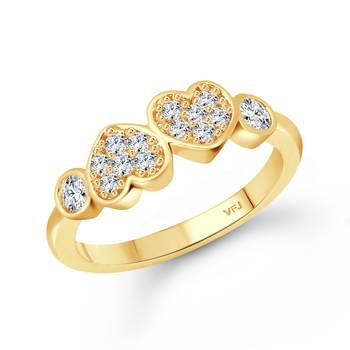 Couple Heart (CZ) Gold Plated  Ring 1