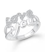 Valentine message Love  (CZ) Rhodium Plated  Ring