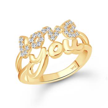 Valentine message Love  (CZ) Gold Plated  Ring 1