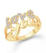 Valentine message Love  (CZ) Gold Plated  Ring