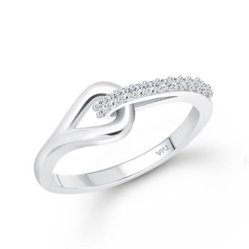 Floral (CZ) Rhodium Plated  Ring 1