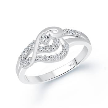 Flower Shine CZ Rhodium Plated Alloy Finger Ring for Women and Girls 1