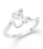 Om (CZ) Rhodium Plated  Ring