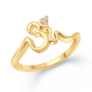Om (CZ) Gold Plated  Ring 1
