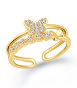 Butterfly CZ Gold and Gold Plated Alloy adjustable Finger Ring for Women and Girls