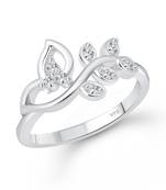 Pressing Leaf (CZ) Rhodium Plated  Ring