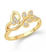 Pressing Leaf (CZ) Gold Plated  Ring