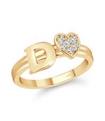 cz alloy Gold plated Valentine collection Initial '' D '' Letter with heart ring alphabet collection for women and Girls