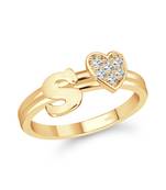 cz alloy Gold plated Valentine collection Initial '' S '' Letter with heart ring alphabet collection for women and Girls