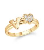 cz alloy Gold plated Valentine collection Initial '' V '' Letter with heart ring alphabet collection for women and Girls