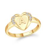cz alloy Gold plated Valentine collection Initial '' A '' Letter in heart ring alphabet collection for women and Girls