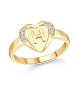 cz alloy Gold plated Valentine collection Initial '' H '' Letter in heart ring alphabet collection for women and Girls