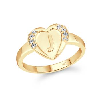 cz alloy Gold plated Valentine collection Initial '' J '' Letter in heart ring alphabet collection for women and Girls 1