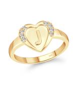 cz alloy Gold plated Valentine collection Initial '' J '' Letter in heart ring alphabet collection for women and Girls