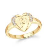 cz alloy Gold plated Valentine collection Initial '' P '' Letter in heart ring alphabet collection for women and Girls