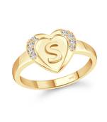 cz alloy Gold plated Valentine collection Initial '' S '' Letter in heart ring alphabet collection for women and Girls