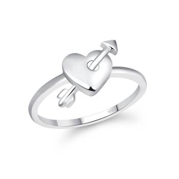 Stylish Curve Heart Ring  Rhodium Plated Alloy Ring for Women and Girls 1