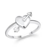 Stylish Curve Heart Ring  Rhodium Plated Alloy Ring for Women and Girls