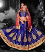 BLUE net unstitched lehenga-choli