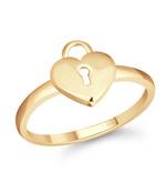 Stylish Lock Heart Ring  Gold Plated Alloy Ring for Women and Girls