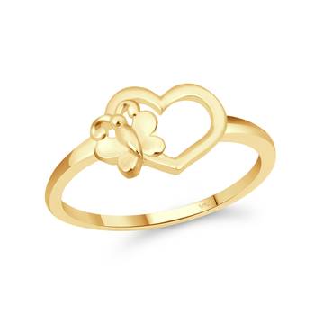Cute Butterfly Heart  Gold Plated Ring for Women 1
