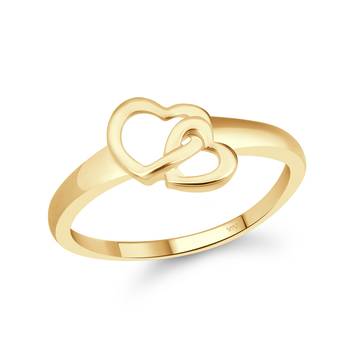 Cute Double Heart  Gold Plated Ring for Women 1