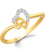 Diamond studded Cute  Heart  Gold Plated Ring for Women