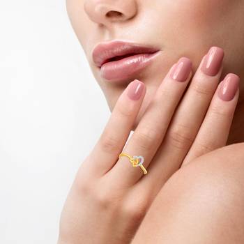 Diamond studded Cute  Heart  Gold Plated Ring for Women 2