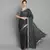 Grey plain georgette saree with blouse