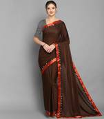 Orange plain georgette saree with blouse