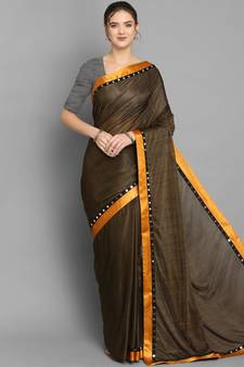 Yellow plain georgette saree with blouse