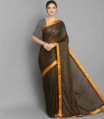 Yellow plain georgette saree with blouse