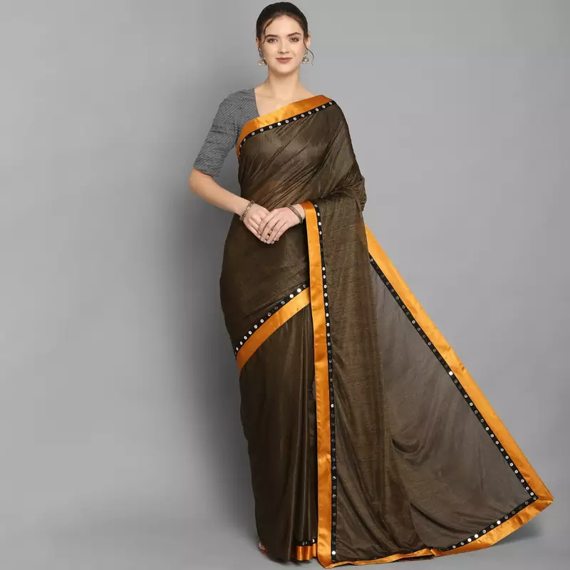 Yellow plain georgette saree with blouse