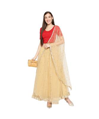 Red cotton poly stitched round neck blouse 6