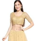 Gold Net stitched sweet heart neck blouse