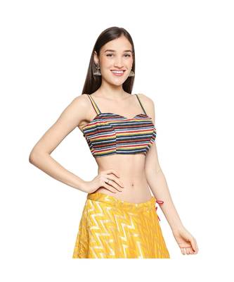 Multicolor Cotton stitched sweet heart neck blouse 3