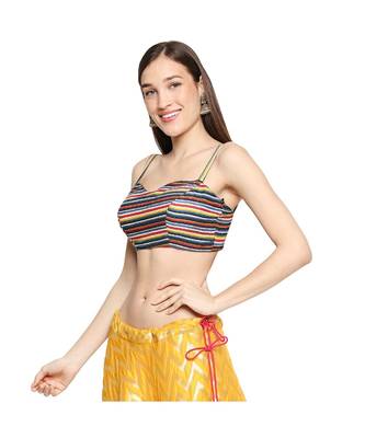 Multicolor Cotton stitched sweet heart neck blouse 4