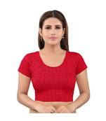 Red polyester stitched sweet heart neck blouse